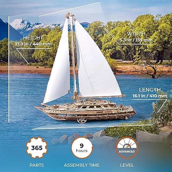 SERENITYS DREAM MODEL YACHT - MODEL SHIPS KITS FOR ADULTS - WOODEN MODELS TO BUILD FOR ADULTS - 3D PUZZLES ADULT SHIP MODEL KIT - DIY WOODEN MODEL BOATS FOR ENTHUSIASTS FOR MEN - Image 2